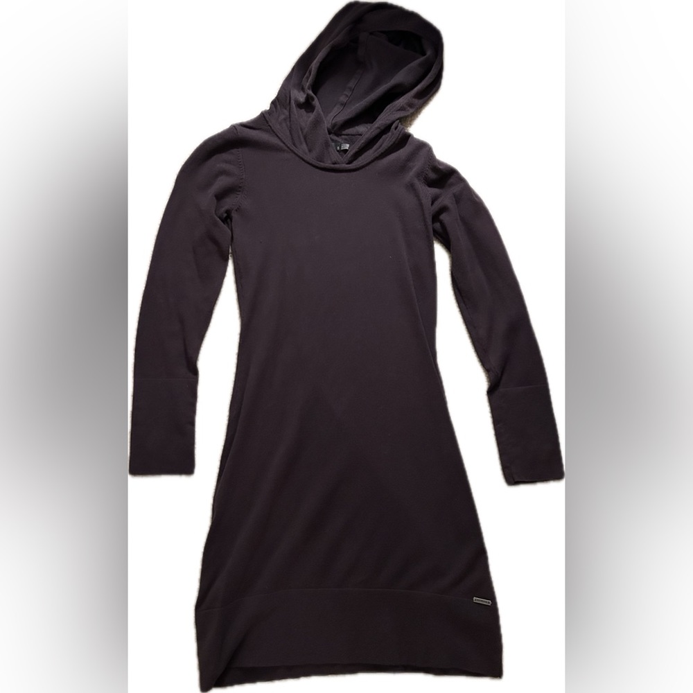 Prana long sleeved hooded dress in brown size small